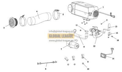 DC14251890007 Independent heating cab parts (X5000 - air heating - 4kW) DC14251890007