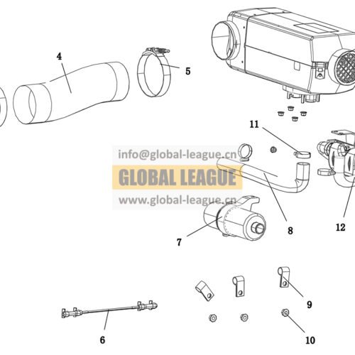 DC14251890007 Independent heating cab parts (X5000 - air heating - 4kW) DC14251890007