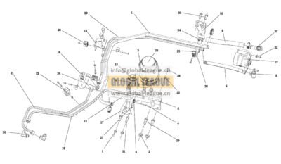 Power steering - WP7 National VI - 6×4 - M3000 - 15MPa - 850 - 300 - 1800 spring - 0772 - Left tank - Fitting joint  DC96189470764