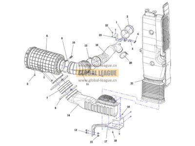 Intake system - new M3000G or H cab - mid-mounted - 6×4 - WP9H National VI - raised by 50 - 2.0  DC96259193720