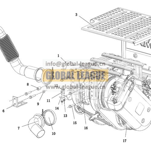 DC96259547202 Exhaust system - L9 National VI - 850 - 6×4 - 1025 + 250 DC96259547202