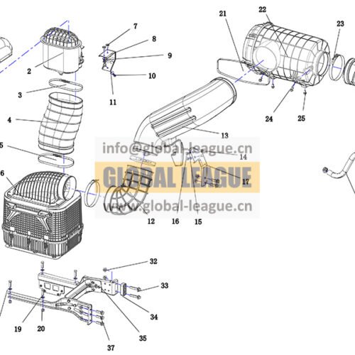 DC97259191479 Intake system - X3000 5-cab - Single oil bath - 6×4 - X12 - National VI - 850 - Raised 135 - Telescopic shaft DC97259191479