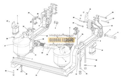 DC97259440400 Support shaft suspension_10t composite_10×4_850_2 airbags_1100 pin distance_Z-shaped arm DC97259440400