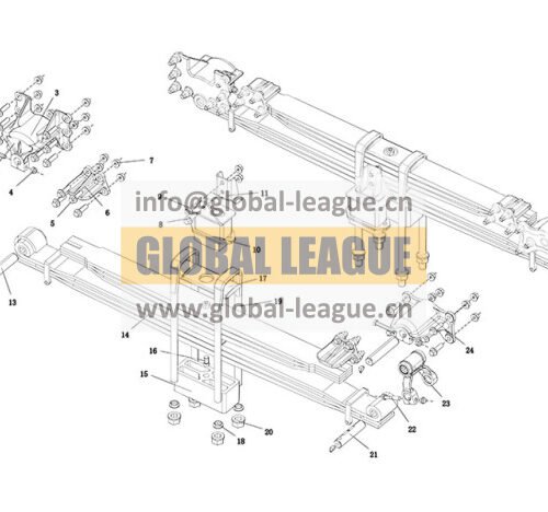 Rear suspension_8.7t leaf spring_4×2_870 cargo_1030_3+3_182×115_85 pad  DC98149520136