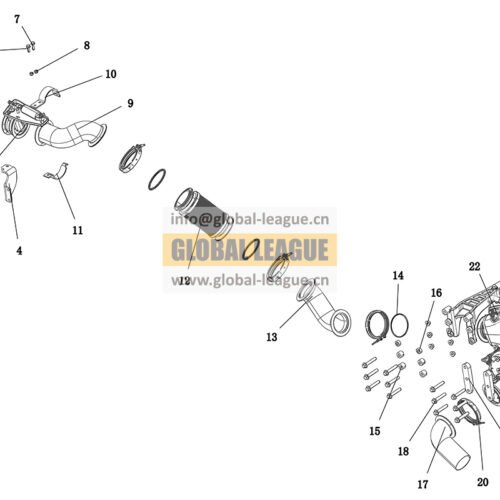 DC98149543003 Exhaust system_WP7H National VI_4×2_870_U-shaped after-treatment_I-axle rear 850+480_20°_butterfly valve_mode optimization DC98149543003