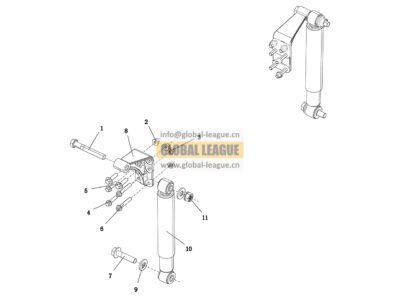Suspension accessory_870 frame_front I-axle shock absorber device_6×2 cargo_880 front_1030 rear_small cylinder diameter  DC98259680502