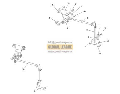 ECAS height sensor assembly for 850 frame, G3X, H rear air suspension, domestic production  DC9A259521601