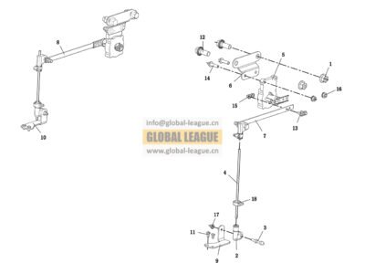 ECAS height sensor assembly for 850 frame, G3X, H rear air suspension, Knorr-Bremse  DC9A259521603