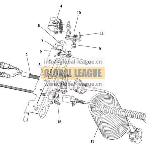 DC9X259714050 Chassis electrical components for G3X, G3H tractors - ABS trailer cable, trailer bracket under-mounted, right turn voice prompter, rear working light DC9X259714050